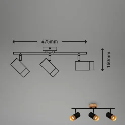 Briloner Plek loftspot GU10 sort/træ, 3 lyskilder
