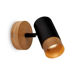 Briloner Væglamper|Væglamper>Plek vægspot GU10 sort/træ, 1 lyskilde