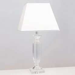 ORION Pokal bordlampe med krystal, krom/hvid