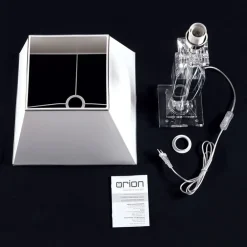 ORION Pokal bordlampe med krystal, krom/hvid