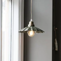 PR Home Hængelampe Ester, grøn, Ø 24 cm, jern, stik