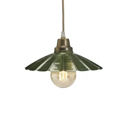 PR Home Hængelampe Ester, grøn, Ø 24 cm, jern, stik