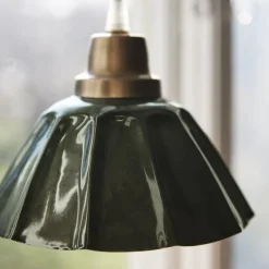 Hængelampe Ester, grøn, Ø 17 cm, jern, stik^PR Home Best