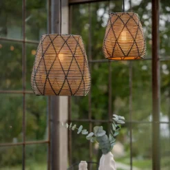 PR Home Udendørs Pendellamper|Terrassebelysning>Lollo udendørs pendel, naturligt rattan-look, Ø 38 cm