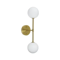 PR Home Sigma D væglampe, guld/opal, 2 lyskilder 49 cm glas