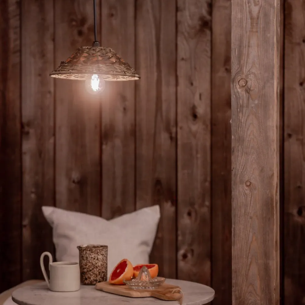 PR Home udendørs hængelampe LISEN, brun, stik, Ø 27 cm