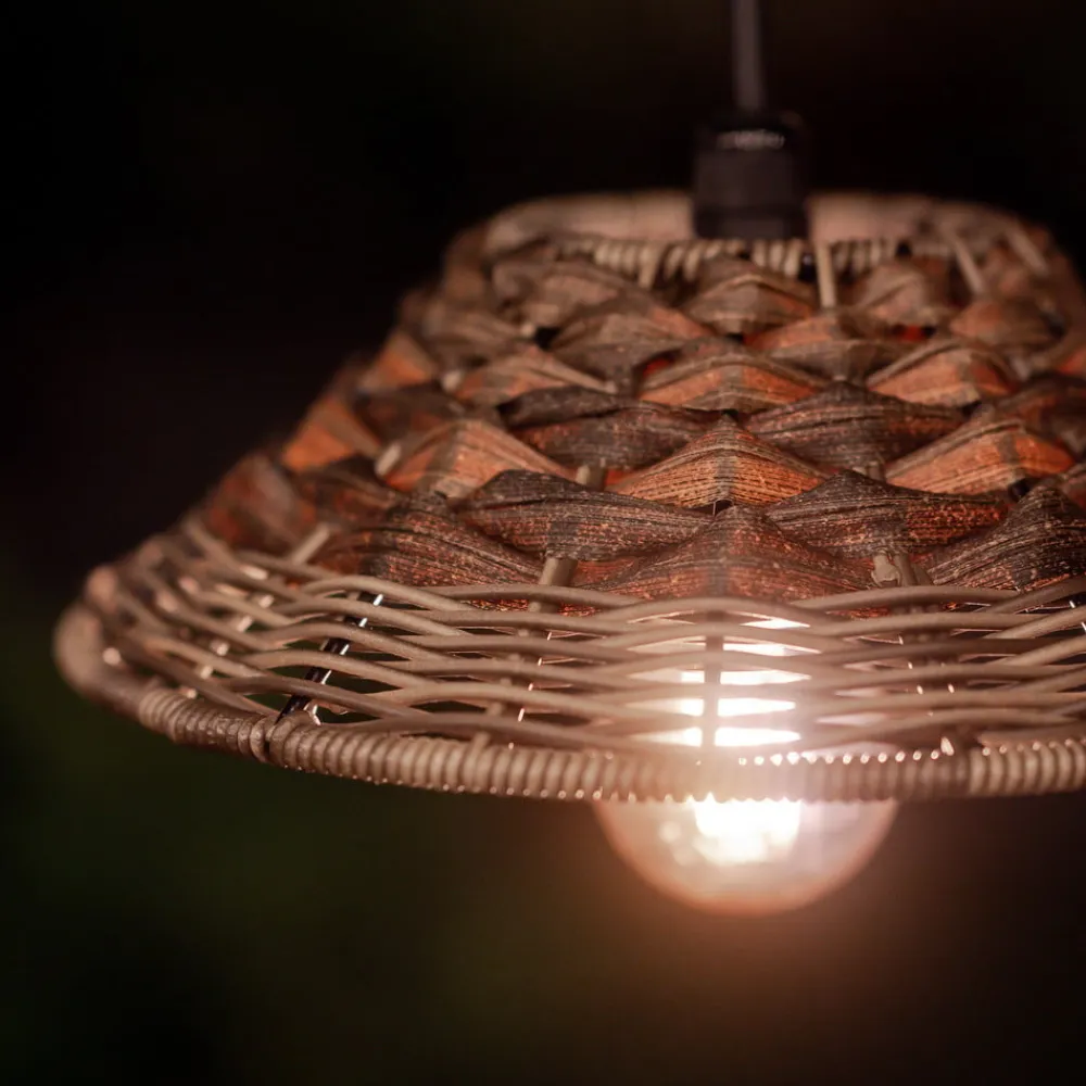 PR Home udendørs hængelampe LISEN, brun, stik, Ø 27 cm