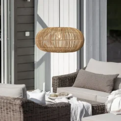Zuri udendørs pendel, Ø 51 cm, rattan, stikprop^PR Home