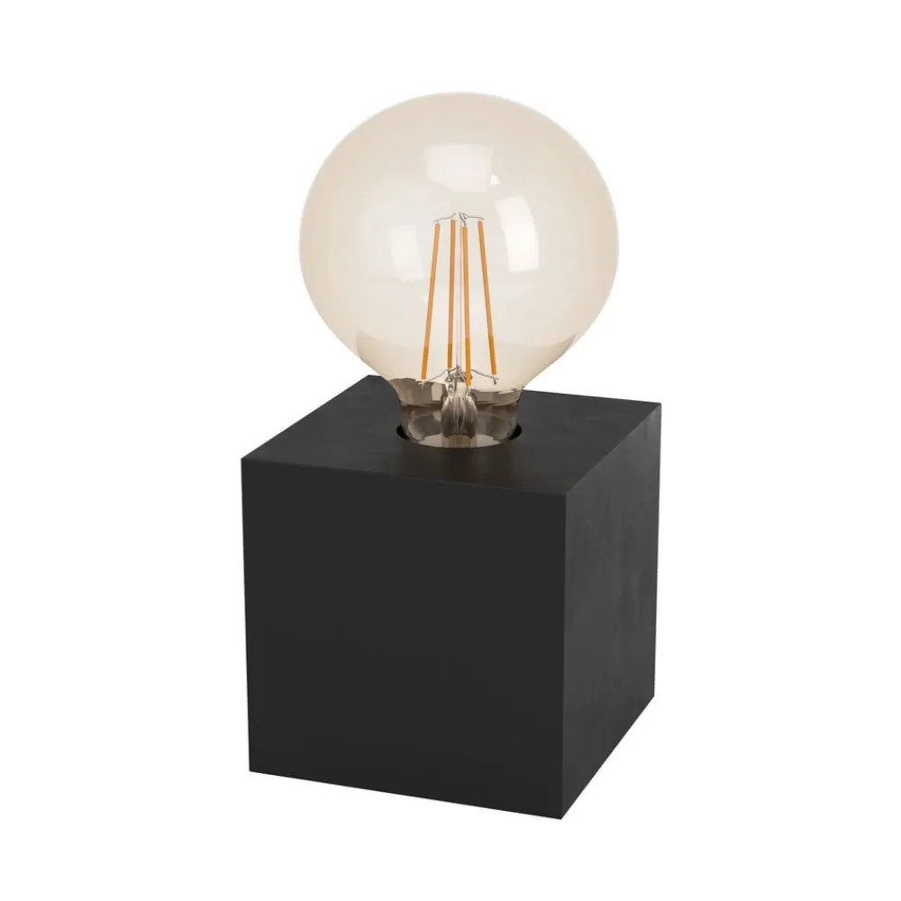 Prestwick 2 bordlampe med træterning, sort^EGLO Discount