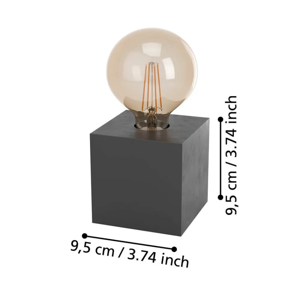 Prestwick 2 bordlampe med træterning, sort^EGLO Discount