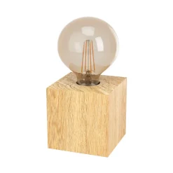 Prestwick 2 bordlampe med træterning, natur^EGLO Sale