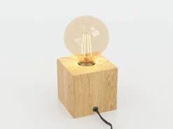 Prestwick 2 bordlampe med træterning, natur^EGLO Sale