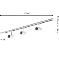 PRIOS 1 lyskilde skinnesystem Jorell, hvid, 3 lyskilder, GU10