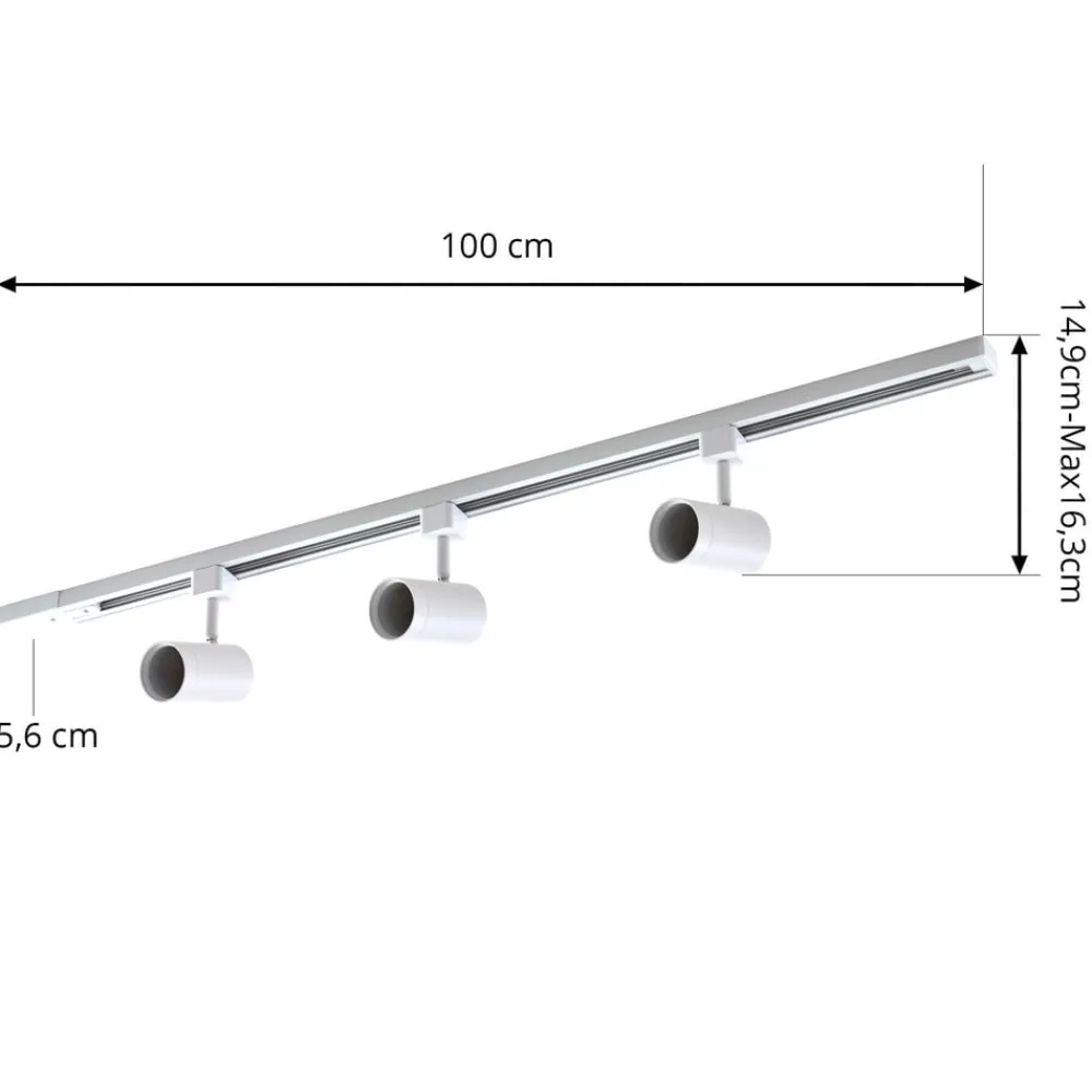 PRIOS 1 lyskilde skinnesystem Jorell, hvid, 3 lyskilder, GU10