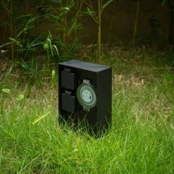 PRIOS Stikkontaktsøjler>Foranda kraftsøjle, 2 timer sort 23 cm