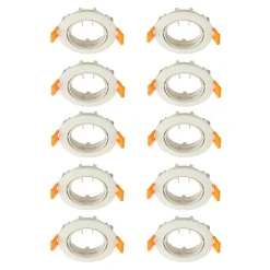 PRIOS forsænket loftlampe Fibur, beige, zink, Ø 8,2 cm, 10 stk