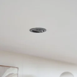 forsænket loftlampe Fibur, børstet sølv, Ø 8,2 cm^PRIOS Discount