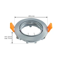 forsænket loftlampe Fibur, børstet sølv, Ø 8,2 cm^PRIOS Discount