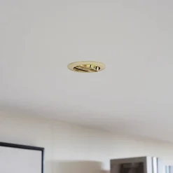 forsænket loftlampe Fibur, guld, aluminium, Ø 8,2 cm^PRIOS Clearance