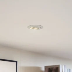 PRIOS forsænket loftlampe Fibur, hvid, aluminium, Ø 8,2 cm