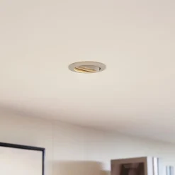 PRIOS Gang|Loftlamper>forsænket loftlampe Fibur, beige, aluminium, Ø 8,2 cm