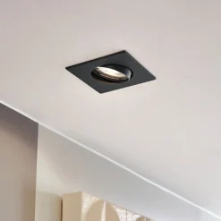 PRIOS Gang|Loftlamper>indbygningslampe Fibur, sort, 9 cm, GU10