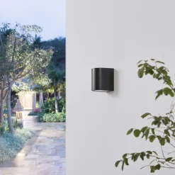 Irfan udendørs væglampe, rund, sort, 10 cm^PRIOS Online