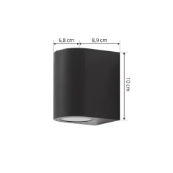 Irfan udendørs væglampe, rund, sort, 10 cm^PRIOS Online