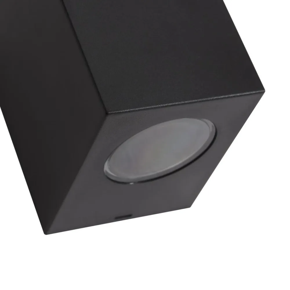 PRIOS Irfan udendørs væglampe, kantet, sort 10 cm