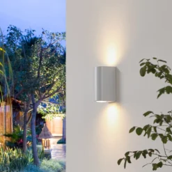 PRIOS Irfan udendørs væglampe rund hvid 15,5 cm