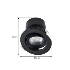 LED indbygningslampe Shima, sort, 9 W, 3000K, dæmpbar^PRIOS Best