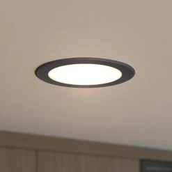 PRIOS Loftlamper|Loftlamper>LED indbygningsspot Rida, sort, 14,5 cm, 12 W, CCT