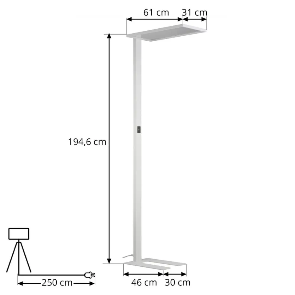 LED-gulvlampe til kontor Taronis, hvid, 195 cm, dæmpbar^PRIOS Sale