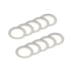 PRIOS LED-indbygningslampe Cadance, sølv, 17 cm, sæt med 10, CCT