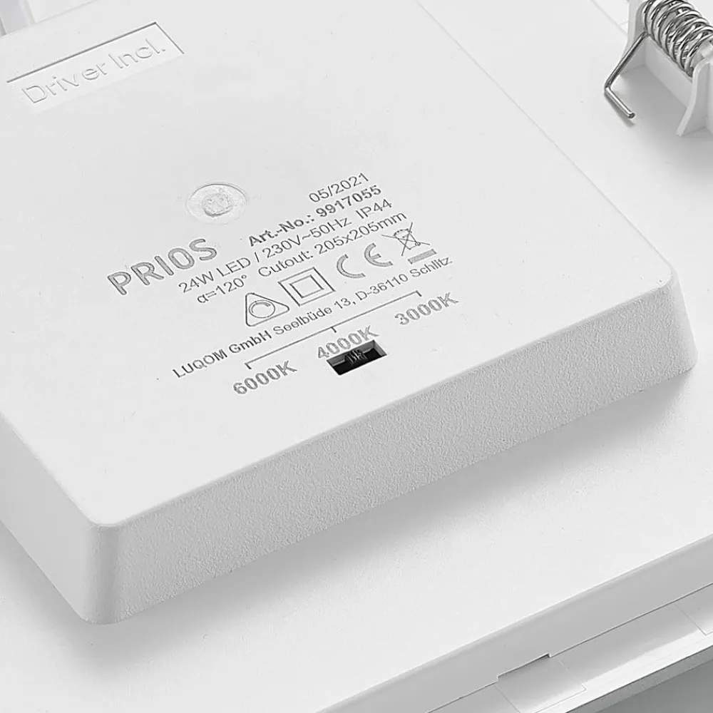 PRIOS Indbygningsspots>LED-indbygningslampe Helina, sølv, 22 cm, 24 W, dæmpbar