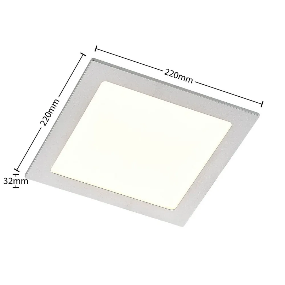 PRIOS Indbygningsspots>LED-indbygningslampe Helina, sølv, 22 cm, 24 W, dæmpbar