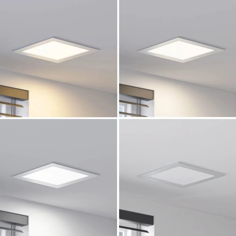 PRIOS Indbygningsspots>LED-indbygningslampe Helina, sølv, 22 cm, 24 W, dæmpbar