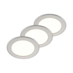 PRIOS LED-indbygningslampe Cadance, sølv, 17 cm, sæt med 3, CCT