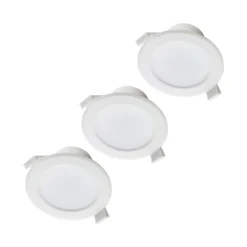 PRIOS LED-indbygningslampe Rida, sæt med 3, hvid, 10 cm, CCT, IP44
