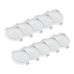PRIOS LED-indbygningslampe Rida, 10stk, hvid, 23cm, 30W, CCT, IP44