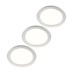 PRIOS Loftlamper|Indbygningsspots>LED-indbygningslampe Cadance, sølv, 22 cm, sæt med 3, CCT