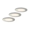 LED-indbygningslampe Cadance, sølv, 12 cm, sæt med 3, CCT^PRIOS New