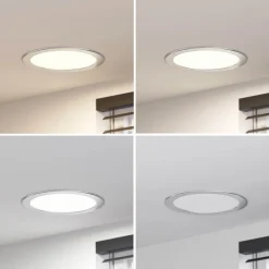 PRIOS LED-indbygningslampe Cadance, sølv, 24 cm, CCT, IP44