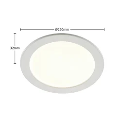 PRIOS LED-indbygningslampe Cadance, hvid, 22 cm, CCT, IP44