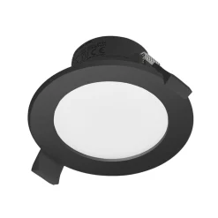 PRIOS LED-indbygningsspot Rida, sort, Ø 10 cm, CCT, IP44