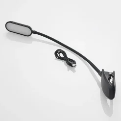 LED-klemmelampe Najari, sort, genopladeligt batteri, USB, 51 cm^PRIOS Best