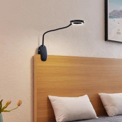 PRIOS Arbejdsrum/Kontor|Bordlamper>LED-klemmelygte Harumi, sort, genopladeligt batteri, USB, 51 cm