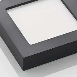 PRIOS LED-loftlampe Alette, sort, 12 W, CCT, dæmpbar