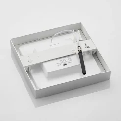 PRIOS LED-loftlampe Alette, sølv, 22,7 cm, 24W, dæmpbar