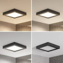 PRIOS LED-loftlampe Alette, sort, 24 W, CCT, dæmpbar